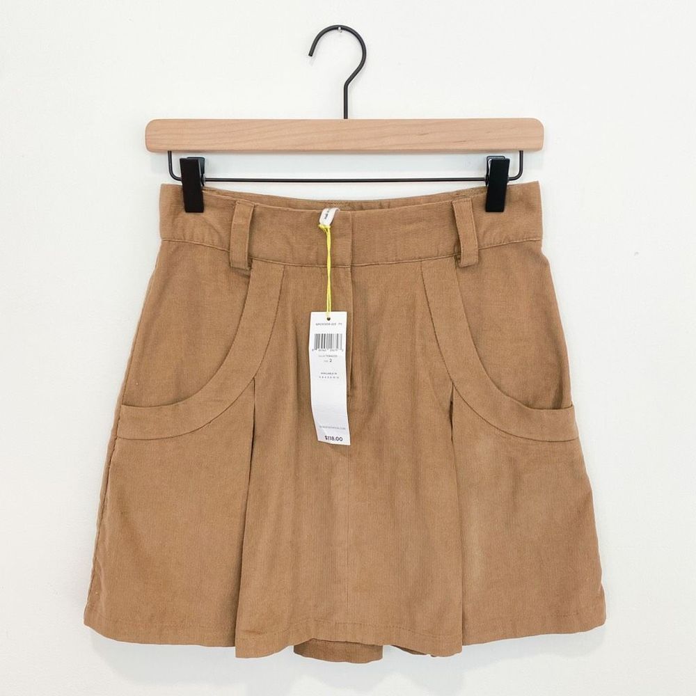 BCBGeneration Micro Corduroy Mini Skirt Tobacco Tan Pleated Academia School Girl